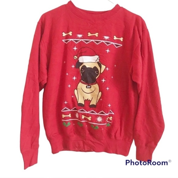 Vintage Santa Pug Ugly Christmas Sweater - Picture 1 of 3